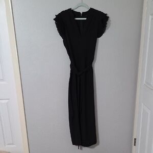 SHEIN Elegant Black Maxi Dress with Ruffle Sleeves